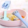 Non-Toxic Soft Giraffe Silicon Baby Feeder Feeding Spoons Baby Fork and Spoon Set