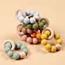 Custom Non-Toxic Wooden Teething Toy Silicone Beads Baby Teether
