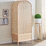 Nordic 2 Door Rattan Cane Wooden Tall Display Cabinet