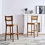 Nordic Design High Back Rattan Seat Antique Solid Wood Bar Chair