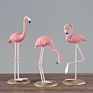 Nordic Style Home Living Room Desktop Garden Statue Metal Art Resin Ornaments Crafts Pink Yard Flamingo Decoration