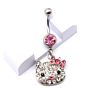 Nuoro Cute Cat Crystal Dangling Belly Button Ring with Women Kitty Cartoon Umbilical Stainless Steel Navel Piercing