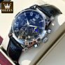 Olevs 2871 Luxury Glass Quartz Analog Leather Men Watch Casual Leather Strap Men Wristwatch