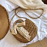 One-Shoulder Handmade Women Straw Bag Beach Straw Crossbody Handbag with Bow