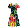 One Customfashion Personality Sunflower Lotus Multi-Color Anime Pattern O-Neck Print Ladies Dress