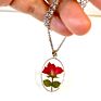 Oval Resin Cottagecore Jewelry Real Rose Dried Flower Stainless Steel Necklace Mother's Day Jewelry