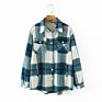 Oversized Design Plaid Color Shirt Coat Casual Women's Jackets with Pocket