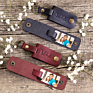 Personalises Father's Day Gifts Sublimation Diy Key Holder Engraved Keychain Case Genuine Leather Men's Key Chain with Photo