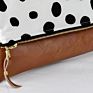 Personalized Abstract Convertible Sturdiness Durability Black White Dot Leather Clutch with Fold over Wristlet