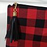 Personalized Monogram Women Christmas Buffalo Plaid Clutch Handbag with Tassel