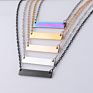 Personalized Name Stainless Steel Choker Necklace 18K Gold Plated Square Horizontal Blank Bar Pendant Necklaces Women