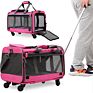 Pet Carrier with Detachable Wheels for Small and Medium Dogs Cats Platform Removable Stroller Heather Pink Gray Blue