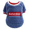 Pet Dog Clothes English Saturday Embroidery Velvet Dog Clothes