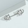 Piercing Style Breast Ring Cat Diamond-Studded Breast Nail Medical Stainless Steel Piercing Jewelry Silver