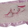 Pink Doudou Peluche Baby Rabbit Blanket Spot Soft Velboa with Satin Edge