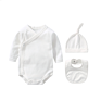 Plain Color Newborn Clothing Set 100% Cotton Kimono Baby Romper Sets Side Open Infant Bodysuit