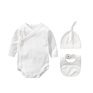 Plain Color Newborn Clothing Set 100% Cotton Kimono Baby Romper Sets Side Open Infant Bodysuit