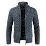 Plain Colors Stylish Bomber Jacket Standing Collar Long Sleeves Cardigan with Zipper Knit Men Sweater