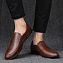 Plain Loafers Shoes for Men Casual Slip on with Dual Elastic Band Genuine Leather Apron Toe Flat