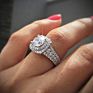 Platinum Plated Big Square Diamond Eternity Wedding Ring Clear Cz Cubic Zirconia Bridal Engagement Ring for Women Gift