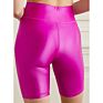 plus Size Glossy Sports Casual Yoga Shorts 87% Nylon 13% Spandex Stretchy Yoga Short Leggings