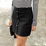 Polyester High Waist Button Mini Skirts Ladies Shorts Women's Skirt with Pockets