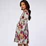 Pregnancy Clothes Womens Cotton Maternity Wear Floral Print Full Sleeve round Neck Casual Maternity Dress