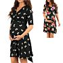 Pregnant Women Delivery Hospital Dress Short Sleeves on Both Sides Hidden Open Breastfeeding Care Clothes Maternity Dress