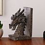 Promotional Poly Resin Antique Ferruginous Rusty Metal Color Exquisite Dragon Head Tabletop Decorative Bookend Statue Gift Model