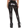 Pu Leather Trousers with Tight Height Elastic Strap and Micro Horn Side Slit in Autumn