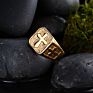 Punk Rock 18K Plated Gold Stainless Steel Cross Rings for Men Jewelry