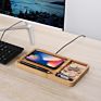 Qi Certified Bamboo Wood Wireless Charger Stand Personalized Quick Wireless Mobile Charging Pad with Phone Holder