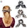 Qiyue Animal Snake Leopard Print Rabbit Ear Hair Scrunchies with Ties