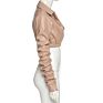 R11660S Women's Pile Sleeves Short Low Cut Leather Tops