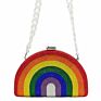 Rainbow Colorful Rhinestone Clutch Purse Handbag Shell Shape Evening Crystal Bag for Women