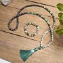 Raw Stone Necklace Handmade Africa Turquoise Mala Necklace 108 Beads Yoga Lotus Bracelet