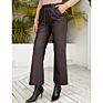 Ready to Ship Female Casual Pu High Waist Wide Leg Faux Leather Pants for Women