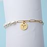 Real Gold Plated Stainless Steel Link Chain 12 Zodiac Water Pearl Bracelet