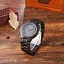 Real Wooden Wrist Watch Grey Dial Quartz Black Ebony Wood Watches Men Holzuhren