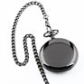 Retro Black Silver Smooth Steampunk Quartz Palin Pocket Watch Stainless Steel Pendant 30Cm Chain for Men