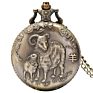 Retro Chinese Zodiac Design Pocket Watch Lucky Pendant Clock Old Fashioned Bronze Necklace Watch Fob Chain