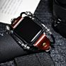 Retro Leather Bracelet Band for Apple Watch Series 6 Handmade Bead Metal Strap for Apple Watch S6 S5 Wrist Belt