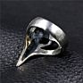Retro Punk Style Biker Antique 925 Silver Skull Bird Rings for Men