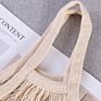 Reusable Fruit Vegetable Grocery Produce Tote Cotton String Mesh Net Shopping Bag with Long Handle