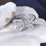 Rhodium Plated White Copper Bow Knot Bling Women Wedding Jewelry Zircon Stone Ring Bowknot Engagement Rings