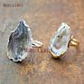 Rm15037 Agate Geode Druzy Gold Silver Electroplated Irregular Shape Ring Adjustable Band Ring