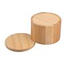 Round Shape 100% Natural Bamboo Salt and Pepper Seasoning Jar Box with Spoon and Swiver Lid