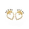 Royal Queen Heart Design Gold Crown Stud Earrings, Stylish Women Earring Jewelry