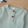 Newborn Baby Ribbed Cotton Baby Girls Boys Jumpsuit With Button