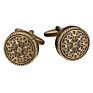 Savoyshi Shirt Cufflinks for Men round Bronze Vintage Pattern Metal Cuff Links Gift Free Enagraving Name